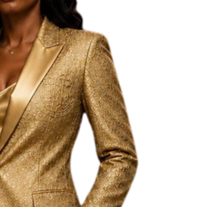 Conjunto de pantalón y blazer amarillo dorado para mujer, elegante traje de dos piezas para negocios, ropa formal de oficina, traje a medida - Product Image 4
