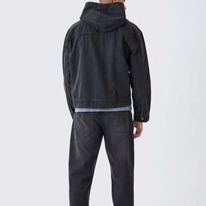 Sweat à capuche en denim pour homme de haute qualité, couleur unie, sweat à capuche en denim délavé léger pour homme, 100% coton - Product Image 4