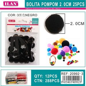 Ilan Bolita Pompom 2.0 Cm Nero 25Pz Decorazioni Artigianali - Product Image 3