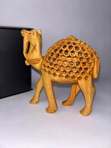 Centre de table décoratif en bois sculpté en forme de chameau, avec finition artisanale antique. - Product Image 6