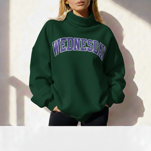 Sweat-shirt minimaliste à col montant pour femme, silhouette ample moderne, confort quotidien - Product Image 1