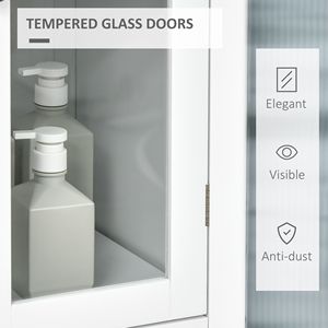 Mobiletto da Bagno Moderno con 2 Armadietti, Ante in Vetro Temperato, Ripiani Regolabili, Mobiletto Portabiancheria Indipendente - Product Image 6
