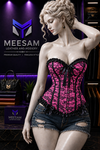 Women's Goth <b>Punk</b> Plus-Size Zipper Leather Lace Corset Shapewear Hip Enhancer Latex Waist Trainer Satin Fabric Seamless Quick - Product Image 1