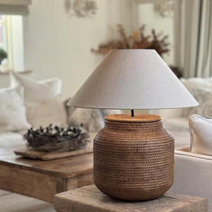 Lámpara de Mesa Moderna de Ratán Hecha a Mano, Iluminación Decorativa Rústica y Moderna para Dormitorio, Sala de Estar, Villa u Hotel - Product Image 3