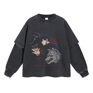 Double Layer T-<b>shirt</b> Custom Streetwear <b>Patchwork</b> Long Sleeve Unisex Double Layer T-<b>shirt</b> Oversized Layered Cotton T-<b>shirt</b> - Product Image 1