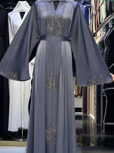 Abaya la plus vendue, style Dubaï, ornée de perles et de sequins, à manches longues, traditionnelle musulmane, faite à la main, pour mariage, respirante, col en V pour femme - Product Image 6