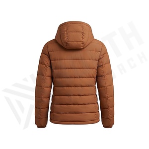 Hooded Quilted Waterproof <b>Bubble</b> Jacket Black Full Sleeve Winter Windproof Cotton Shell Knitted Fabric Polyester Filling Stand - Product Image 2