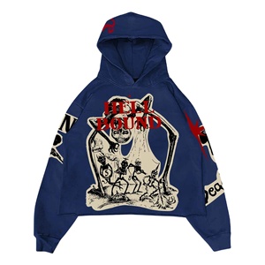Personalizado Retro Momia Punk Imprimir Oversized Streetwear Hoodie Causal Manga larga & Drop Shoulder Pullover Hoodie Streetwear Moda - Product Image 5