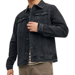 Light Ice Blue Wash Men Jean <b>Jacket</b> Pure Cotton <b>Trucker</b> Silver Buttons Relaxed Fit Vintage Turn Down Collar Denim Coats - Product Image 5