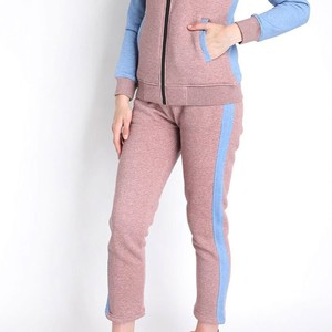 Women Color Blocking Hooded <b>Tracksuit</b> Full Sleeve Zipper Casual Pants Set Autumn Breathable Polyester Cotton Material - Product Image 3