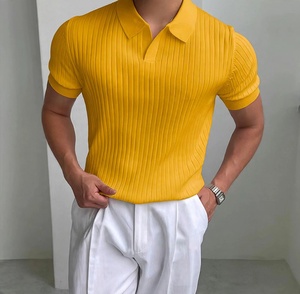 Men's Black Knitted <b>Waffle</b> 100% Cotton for <b>Shirt</b> Short Sleeve Solid Color Smart Casual Breathable Turn Collar Regular Fit BD - Product Image 2
