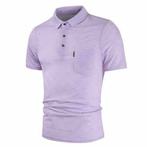 Polo personnalisé avec logo pour hommes, couleur unie, OEM, été, décontracté, tissu en coton, vente en gros - Product Image 2
