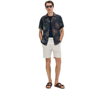 Breathable Linen Rich Hawaiian Shirt Men Tropical Island Print Casual Short Sleeve Resort Wear Button <b>Down</b> Lightweight Summer - Product Image 2