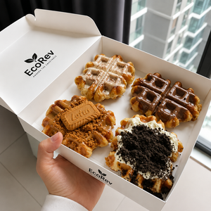 Papier cartonné biodégradable imprimé sur mesure, écologique, jetable, enduit UV, pour la cuisson des aliments, les snacks, les gaufres, la restauration rapide, blanc - Product Image 6