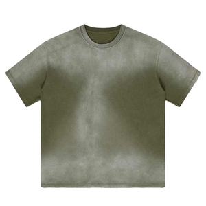 T-shirt Homme Personnalisé Col Rond Coupe Boxy 100% Coton Manches Courtes Oversize avec Effet Délavé Épaules Tombantes Motif Uni Vente en Gros - Product Image 2