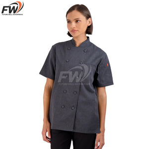 Ensemble uniforme de chef professionnel pour hommes, vêtements de travail modernes pour la cuisine avec tablier à bretelles croisées réglables et veste de chef, logo personnalisé - Product Image 1