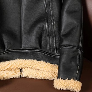 Men's High Quality B3 Shearling Leather <b>Jacket</b> Slim Fit <b>with</b> Soft Fur Decoration for Stylish Winter Outdoor Activities - Product Image 3