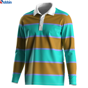 Camisetas Polo para Hombre, Camiseta Polo a Rayas de Manga Larga, Transpirable, de Punto, de Algodón y Poliéster, Perfecta para Entrenamiento y Uso Casual - Product Image 1