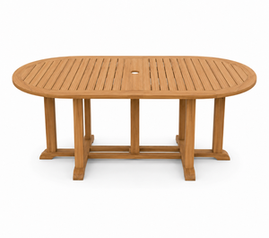 Modern Teak Wood Oval Outdoor Dining Set <b>Patio</b> Garden Furniture 6 Seater <b>Table</b> and Chairs for Resort Villa Hotel - Product Image 3