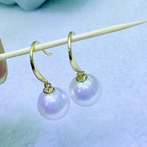 Boucles d'oreilles pendantes en perles d'eau douce Zhuji 10-11 mm, rondes et impeccables, avec argent pur S925, bijoux élégants et tendance - Product Image 1