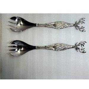 Juego de Cubiertos de Acero Inoxidable con Cabeza de Ciervo de Lujo, Cubertería Plateada Vintage, Cuchara y Tenedor Reutilizables para Ensaladas, para Hoteles y Restaurantes - Product Image 1