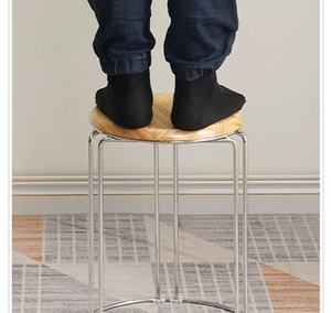 <b>Vintage</b> Style Wooden <b>Stool</b> with Metal Frame Durable Seating Furniture for Kitchen Counter Cafe and Home Decor - Product Image 4
