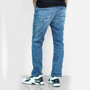 Pantalones Vaqueros de Mezclilla para Hombre, Corte Recto Clásico, Color Azul Lavado, Algodón, Vaqueros Casuales para Venta al Por Mayor - Product Image 4