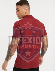 Polo de Manga Corta Rojo Sólido para Hombre, Algodón Oxford, Estilo Casual, Antiarrugas, Diseño con Botones - Product Image 2