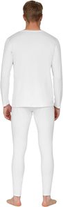 <b>Men's</b> White Cotton Long Sleeve Crew Neck <b>Thermal</b> Underwear Set Full Length Solid Color Casual Breathable Regular Fit Spring Wear - Product Image 6