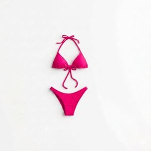Haut de bikini noir pour femme avec cordon de serrage à l'avant et bretelles réglables, maillot de bain uni en spandex et polyester - Product Image 2