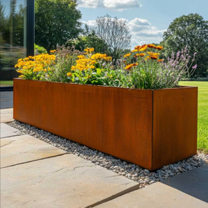 Rustic Corten Steel Rectangular Garden <b>Planter</b> Box Outdoor Patio Balcony Flower Pot <b>Large</b> Metal Trough Container - Product Image 3