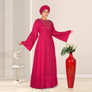 Vestido Maxi de Rayón Modesto para Mujer, Estilo Islámico de Oriente Medio, con Paneles de Red Rusos, Cuello Redondo y Manga Larga, para Eid - Product Image 3