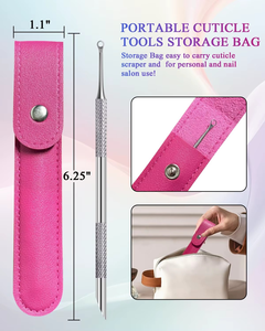 Empujador de Cutículas de Acero Inoxidable de Doble Cabeza, Reutilizable y Duradero, para Limpieza de Uñas, 1 Unidad con Bolsa de Almacenamiento, para Uso en Salón y Hogar, Personalizable - Product Image 5