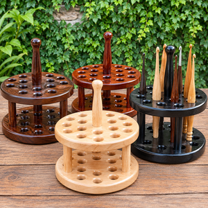 Ensemble d'aiguilles à crochet en bois de rose avec support, aiguilles à tricoter ergonomiques en bois, outils artisanaux faits à la main pour le tricot manuel - Product Image 6