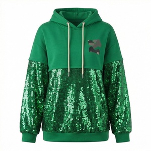 Sweat à capuche personnalisé avec logo surdimensionné, manches longues, paillettes brillantes, couleur personnalisée, coupe ample décontractée, streetwear, hiver - Product Image 1