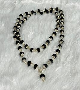 Collier Mala Karungali naturel, perles noires, méditation spirituelle, prière, bijoux religieux pour hommes et femmes, 53+1 - Product Image 2