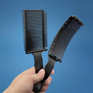 Peigne de barbier professionnel pour hommes, à tête plate et incurvée, pour la coupe de cheveux, le positionnement et les fades - Product Image 5