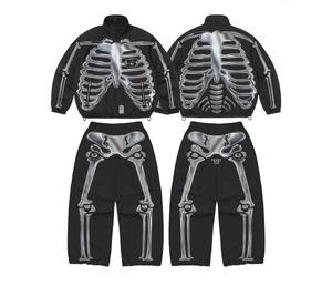 Conjunto Deportivo de Felpa Francesa para Hombre, Estilo Urbano Otoñal, con Cierre y Parche Bordado Desgastado, Diseño de Fabricante - Product Image 2