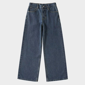 2026 HaiYao High Quality Custom Vintage Dark Blue Wash Wide Leg Fit Streetwear Hiphop OEM ODM Cotton Causal Men's <b>Denim</b> Jeansns - Product Image 1