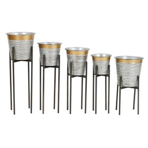 Pot de fleurs élégant en métal de style nordique avec support surélevé, porte-plantes décoratif pour la décoration intérieure - Product Image 5