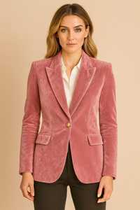 Blazer en velours rose victorien pour femme, veste ajustée style steampunk vintage, mode régence, double boutonnage - Product Image 3