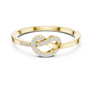 Anillo de Oro Amarillo de Lujo con Nudo Infinito y Pavé, Elegante Anillo Apilable para Promesa de Boda o Aniversario para Mujer, Joyería de Moda - Product Image 4