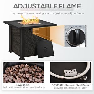 "30 Inch Square Wicker Gas <b>Fire</b> <b>Pit</b> <b>Table</b> <b>with</b> 50,000 BTU Auto Ignition & Ceramic Top-Outdoor Propane Gas Firepit" - Product Image 6
