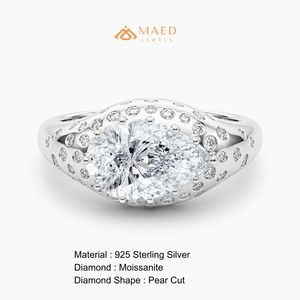 Moissanite Side Stone <b>Dome</b> <b>Ring</b> for Women Silver Plated Luxury Engagement Wedding Anniversary Jewelry - Product Image 6