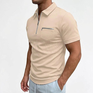 Camiseta Polo de Golf para Hombre, Deportiva, con Cierre de Cremallera de un Cuarto, Tejido Básico de Mezcla de Algodón, Manga Corta, Diseño Moderno - Product Image 4