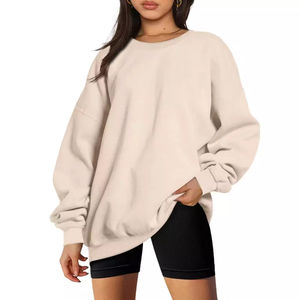 Sudadera Oversize de Cuello Redondo para Mujer, Tejida en Algodón 100% Ecológico, Otoño-Invierno, OEM, Personalizada, Venta al Por Mayor, Alta Calidad - Product Image 4