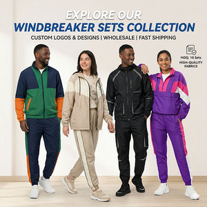 Unisex Custom Printed Solid Windbreaker & Sports Tracksuit Set 2-Piece Hooded Casual Gym Activewear Streetwear - Product Image 4