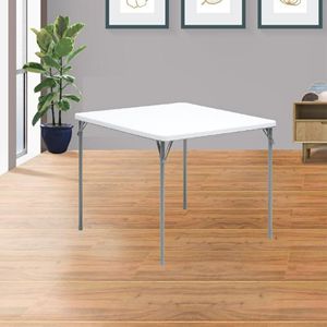 34 Inch Folding <b>Dining</b> <b>Table</b> <b>White</b> Straight Top Card <b>Table</b> - Product Image 5