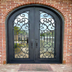 Porte d'entrée moderne en fer forgé, portes d'entrée de luxe pour maisons, porte en métal durable avec verre, porte d'entrée élégante pour maison - Product Image 3