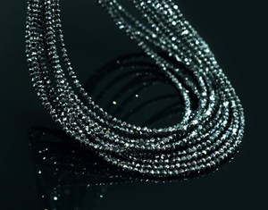 Perles Rondelles Facettées en Diamant Noir Naturel 1,5-2,5 mm, Fil de Perles de Pierres Précieuses en Vrac pour la Fabrication de Bijoux en Gros - Product Image 4